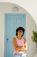 Image showing smiling middle-age tourist greek islands