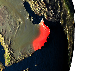 Image showing Oman from space during dusk