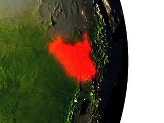 Image showing South Sudan from space during dusk