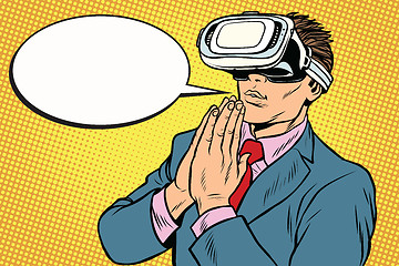 Image showing Prayer of VR reality, religion and technology