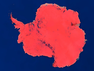 Image showing Antarctica from space in red