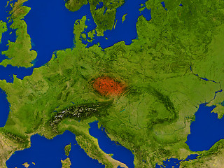 Image showing Czech republic from space in red