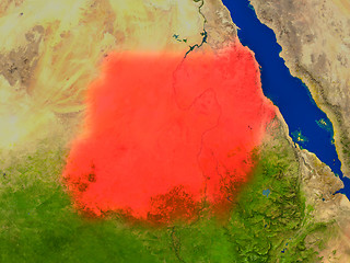Image showing Sudan from space in red