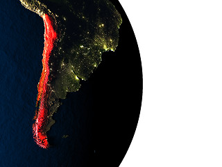 Image showing Chile from space during dusk