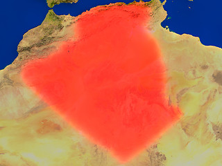 Image showing Algeria from space in red