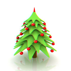 Image showing Christmas tree. 3d illustration. Anaglyph. View with red/cyan gl