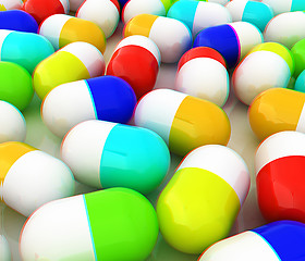 Image showing Tablets background. 3D illustration. Anaglyph. View with red/cya