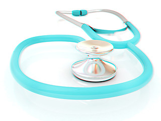 Image showing stethoscope. 3d illustration. Anaglyph. View with red/cyan glass