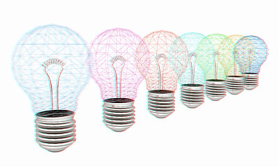 Image showing lamps. 3D illustration. Anaglyph. View with red/cyan glasses to 