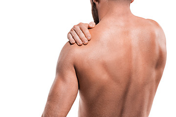 Image showing Man with pain in shoulder