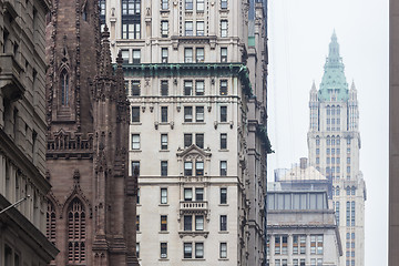 Image showing New York City, Lower Manhattan, skyscrapers on Broadway street.