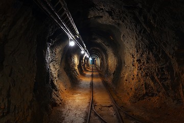 Image showing Underground mine passage angle shot