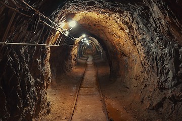 Image showing Underground mine passage angle shot