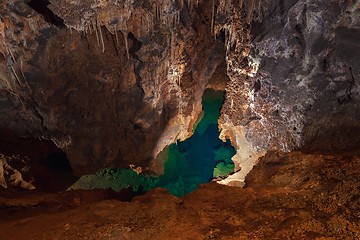 Image showing Underground lake sorrunded by rocks