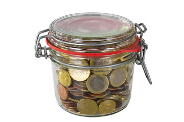 Image showing Jar of glass with money coins