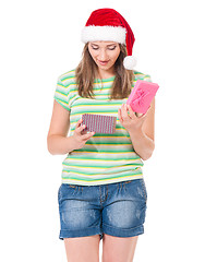 Image showing Teen girl in Santa hat