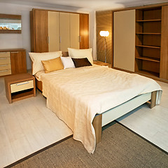 Image showing Wooden bedroom angle