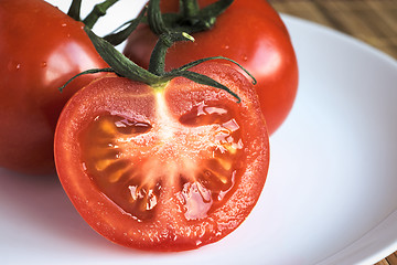Image showing Tomatoes on plate close up