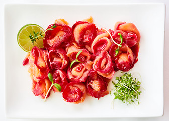 Image showing Carpaccio of salmon in restaurant