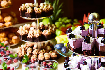 Image showing Cake buffet for a birthday party.
