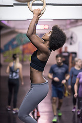 Image showing black woman doing dipping exercise