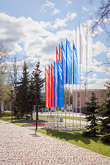 Image showing Flags in colors of Russian tricolor on May holidays