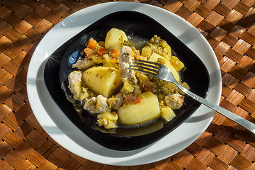 Image showing Pork with potatoes and vegetables