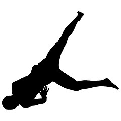 Image showing Black Silhouettes breakdancer on a white background