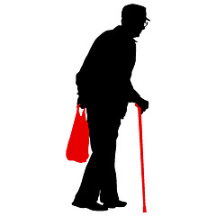 Image showing Silhouette of disabled people on a white background. illustration