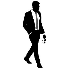 Image showing Silhouette businessman man in suit with tie on a white background. illustration