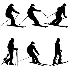 Image showing Set mountain skier speeding down slope. sport silhouette