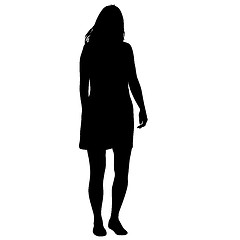 Image showing Black silhouette woman standing, people on white background