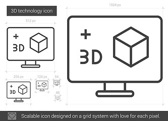 Image showing Three d technology line icon.