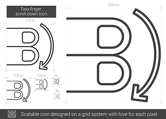 Image showing Two-finger scroll down line icon.