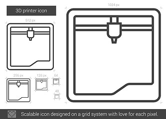 Image showing Three D printer line icon.