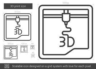 Image showing Three D print line icon.