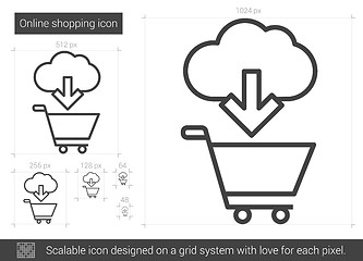 Image showing Online shopping line icon.