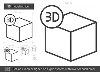 Image showing Three D modelling line icon.