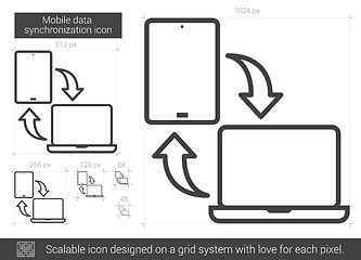 Image showing Mobile data synchronization line icon.