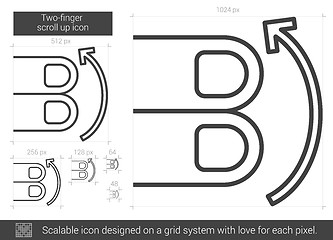 Image showing Two-finger scroll up line icon.