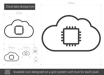 Image showing Cloud data storage line icon.