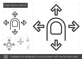 Image showing Finger drag four side line icon.