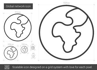 Image showing Global network line icon.