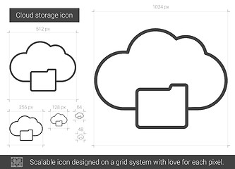 Image showing Cloud storage line icon.