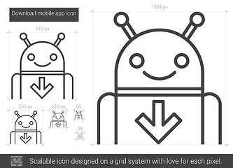 Image showing Download mobile app line icon.