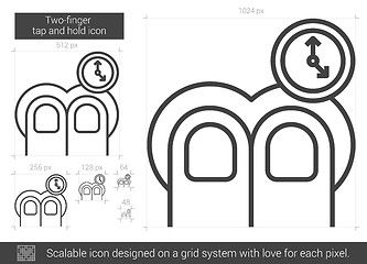 Image showing Two-finger tap and hold line icon.