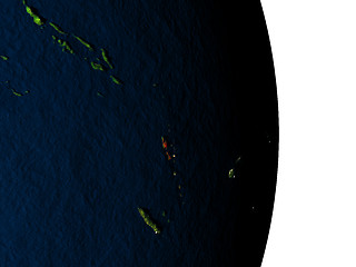 Image showing Vanuatu from space during dusk