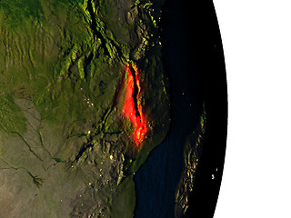 Image showing Malawi from space during dusk