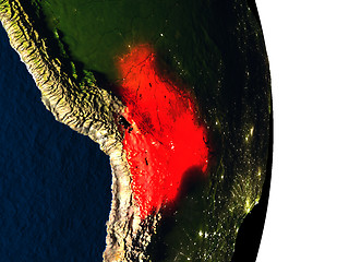 Image showing Bolivia from space during dusk