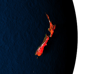 Image showing New Zealand from space during dusk